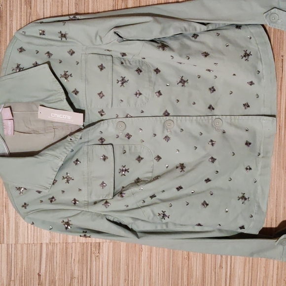Chico's Beaded Utility Jacket NWT Size Small/4: (Chico's 0) - Picture 6 of 12